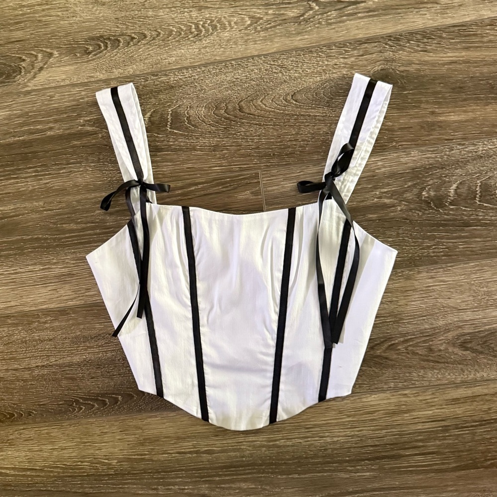 White Corset Tank Top With Bows